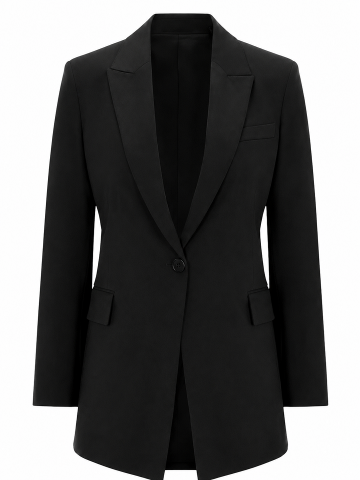 Black Single-Breasted Structured Blazer