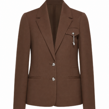 Chocolate Brown Tailored Single-Breasted Blazer