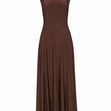 Chocolate Brown Sleeveless Mock Neck Maxi Dress