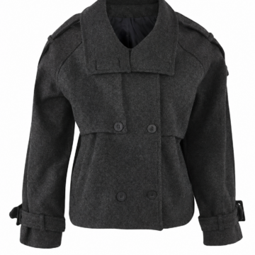 Charcoal Grey Double-Breasted Wool-Blend Jacket