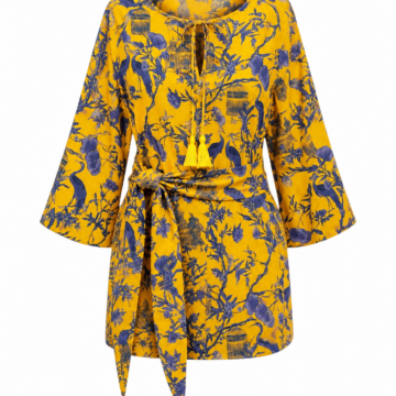 Yellow Botanical Print Tunic Dress