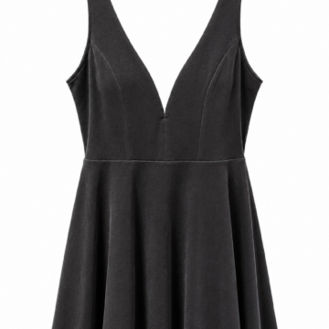 Black Sleeveless Plunging V-Neck Fit-and-Flare Mini Dress